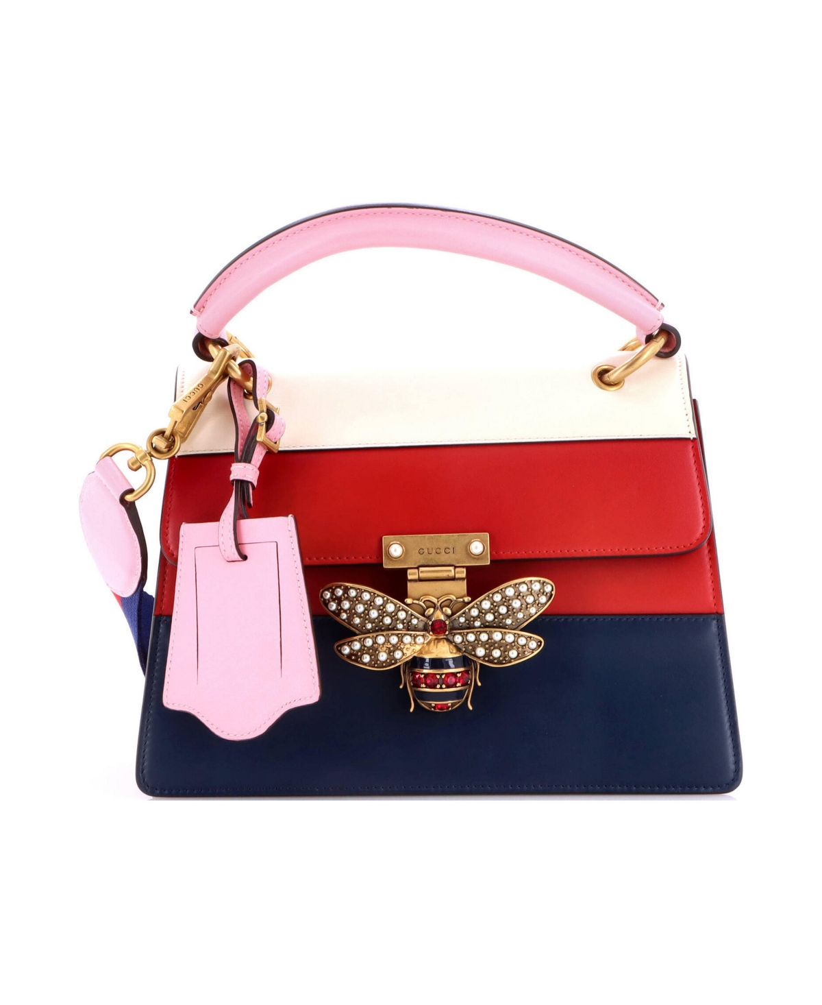 Pre-Owned Gucci Small Queen Margaret Top Handle Bag Colorblock Leather - Black