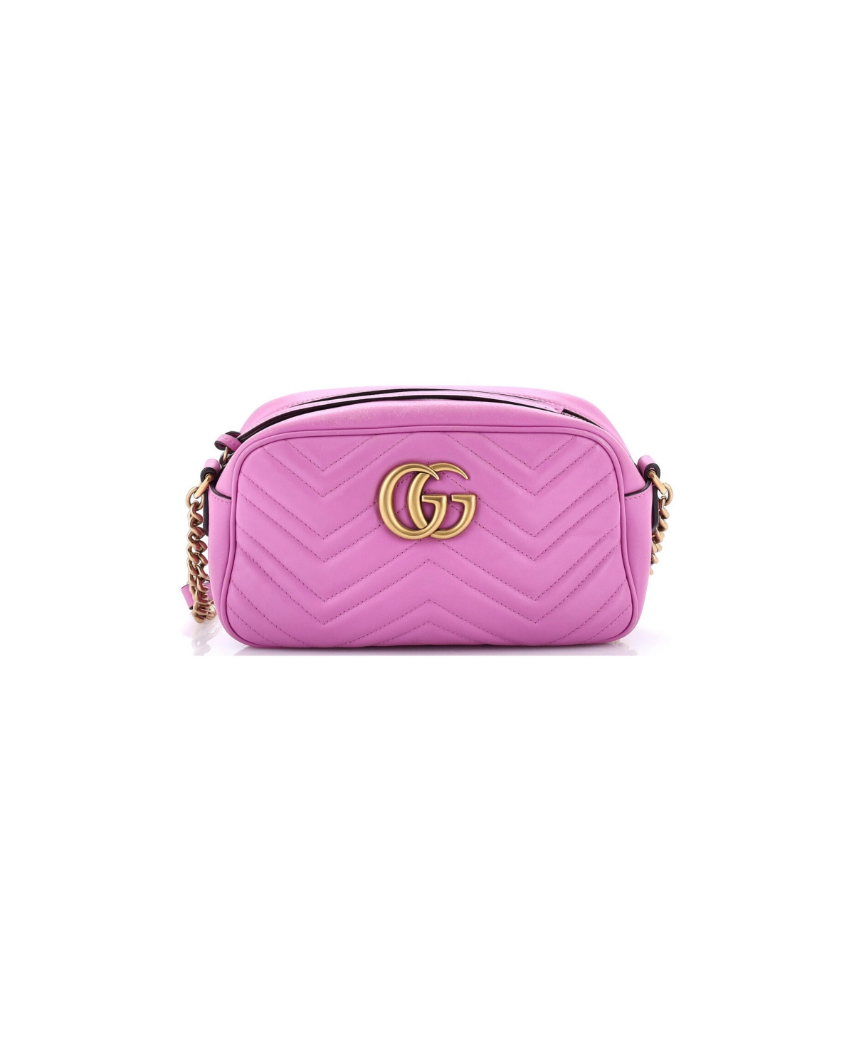 Pre-Owned Gucci Small Gg Marmont Shoulder Bag Matelasse Leather - Pink