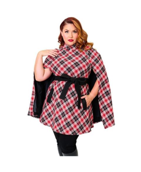 Женское пальто Smak Parlour Plus Size Savile Row Cape, цвет: Красный / Чёрный