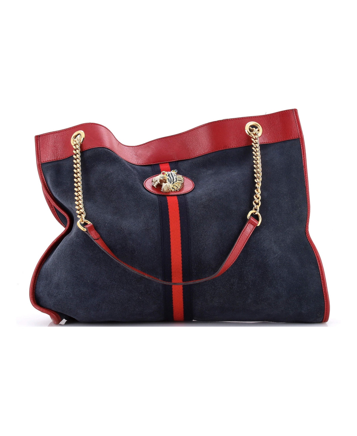 Pre-Owned Gucci Large Rajah Chain Tote Suede - Blue
