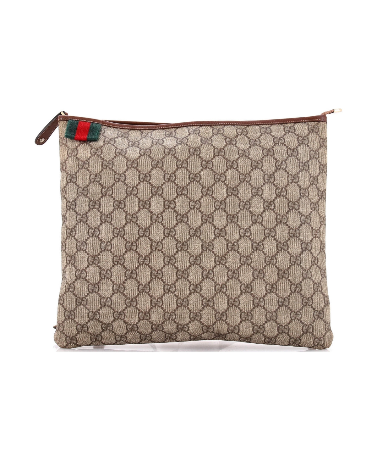 Pre-Owned Gucci Large Web Loop Flat Messenger Gg Coated Canvas - Brown