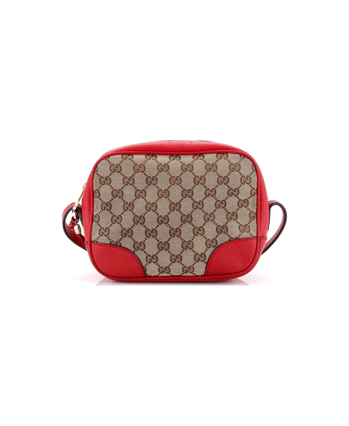 Pre-Owned Gucci Mini Bree Disco Crossbody Bag Gg Canvas with Leather - Red