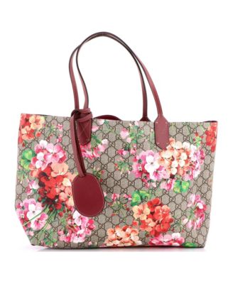Medium Reversible Tote Blooms GG Print Leather