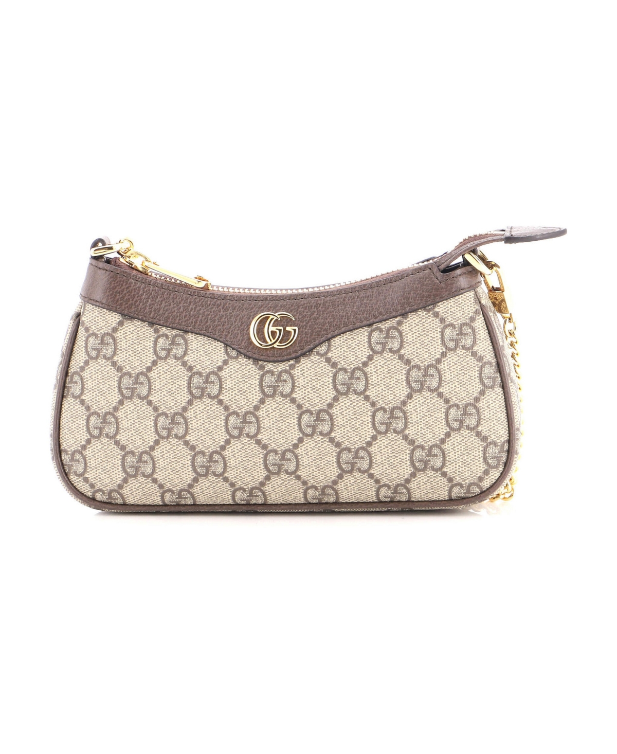 Pre-Owned Gucci Mini Ophidia Charm Shoulder Bag Gg Coated Canvas with Leather - Brown