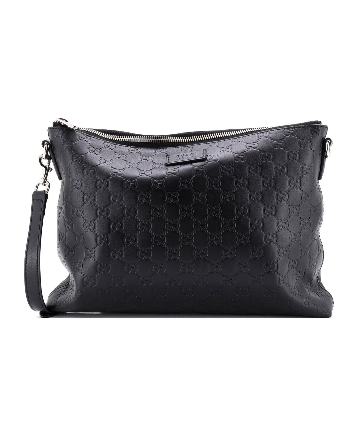 Pre-Owned Gucci Large Convertible Zip Messenger Guccissima Leather - Black