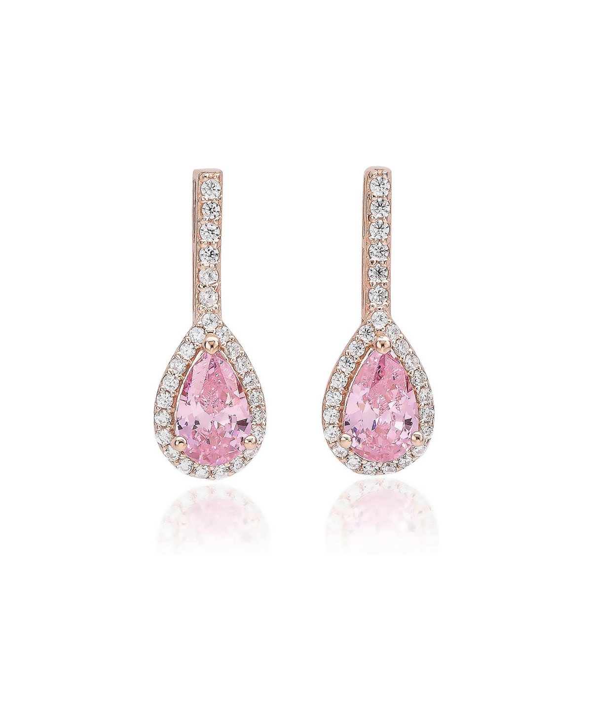 Suzy Levian New York Multi-Stone Pear Shape Morganite and Cubic Zirconia Drop Earrings