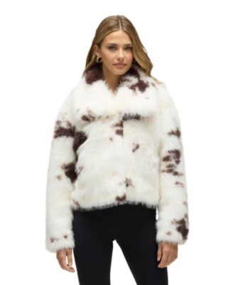 Women's Long-Hair Cropped Faux Fur Jacket