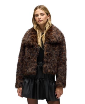 Women's Long-Hair Cropped Faux Fur Jacket