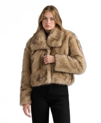 Women's Long-Hair Cropped Faux Fur Jacket