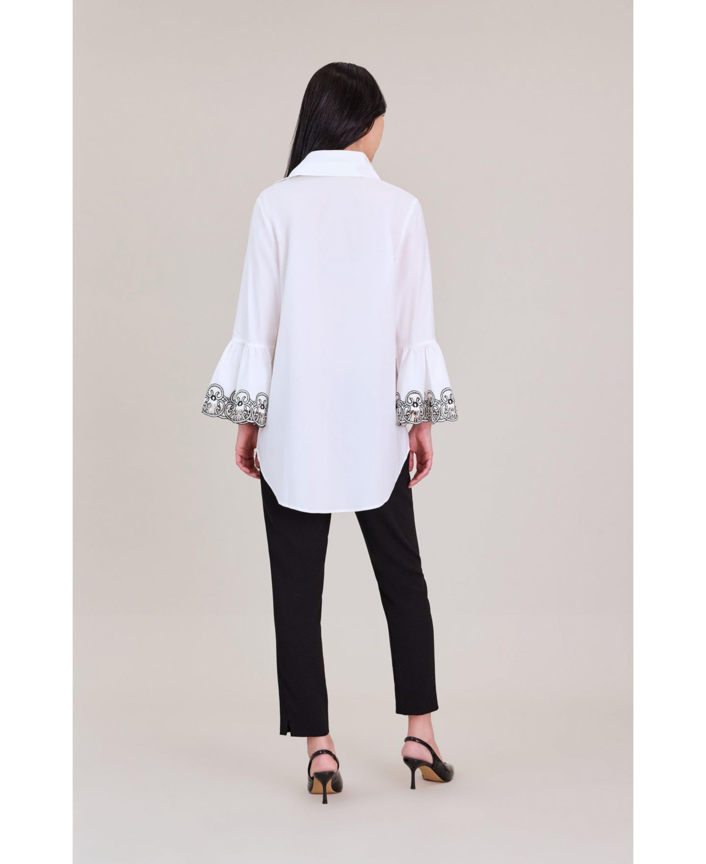 Женская рубашка Anne Fontaine Doja Bell-Sleeve High-Low, цвет: Белый — фото 6
