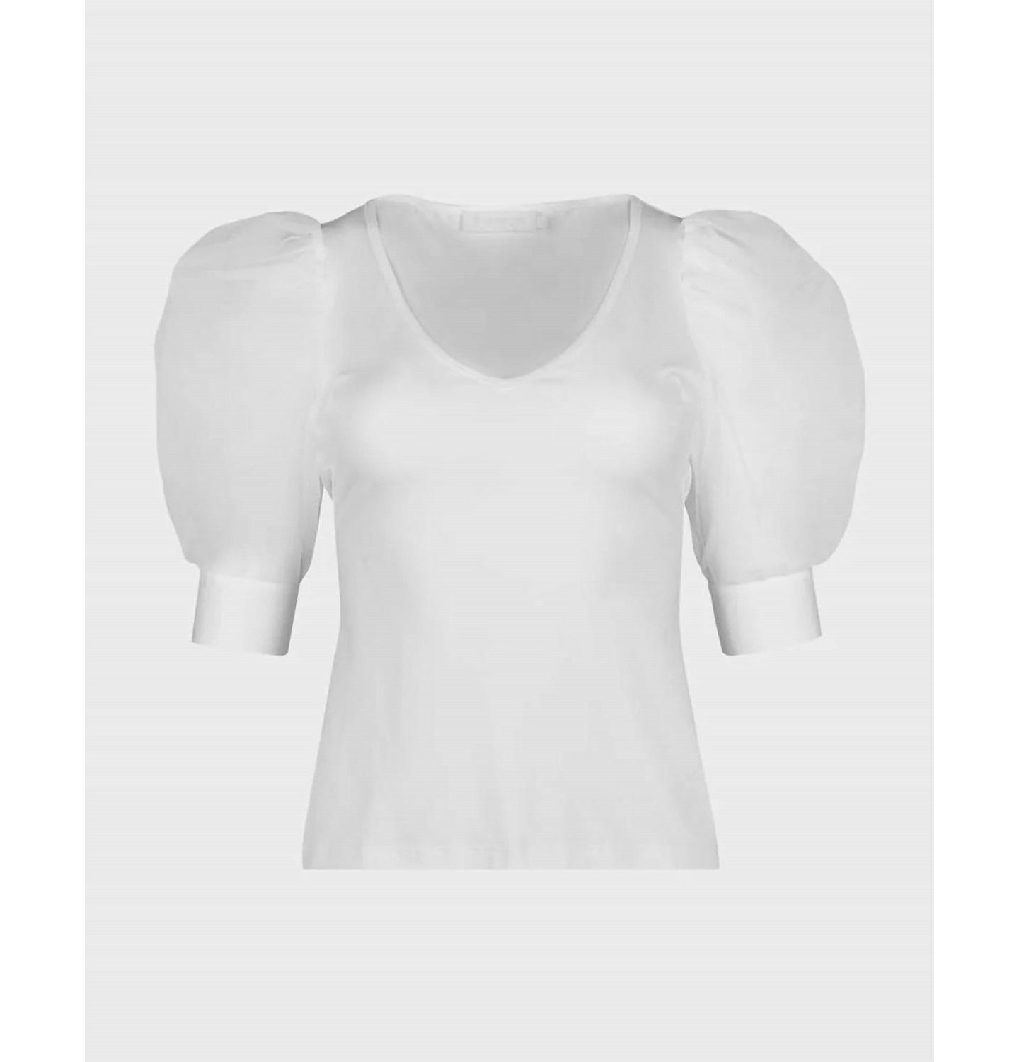 Женская футболка Anne Fontaine Aerial V-Neck Sheer Mesh Sleeves, цвет: Белый — фото 7
