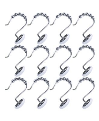Rust-Resistant Metal Shower Curtain Hooks, Smooth Glide S-Hooks with Ball End
