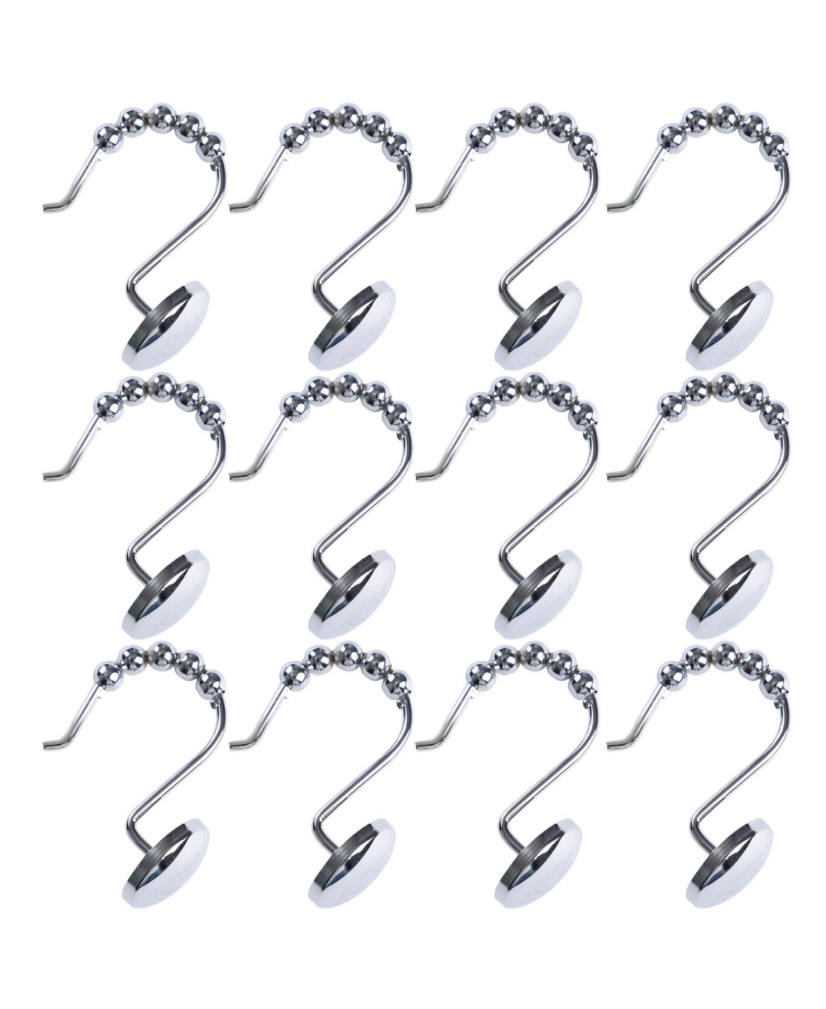 Utopia Alley Rust-Resistant Metal Shower Curtain Hooks, Smooth Glide S-Hooks with Ball End - Chrome