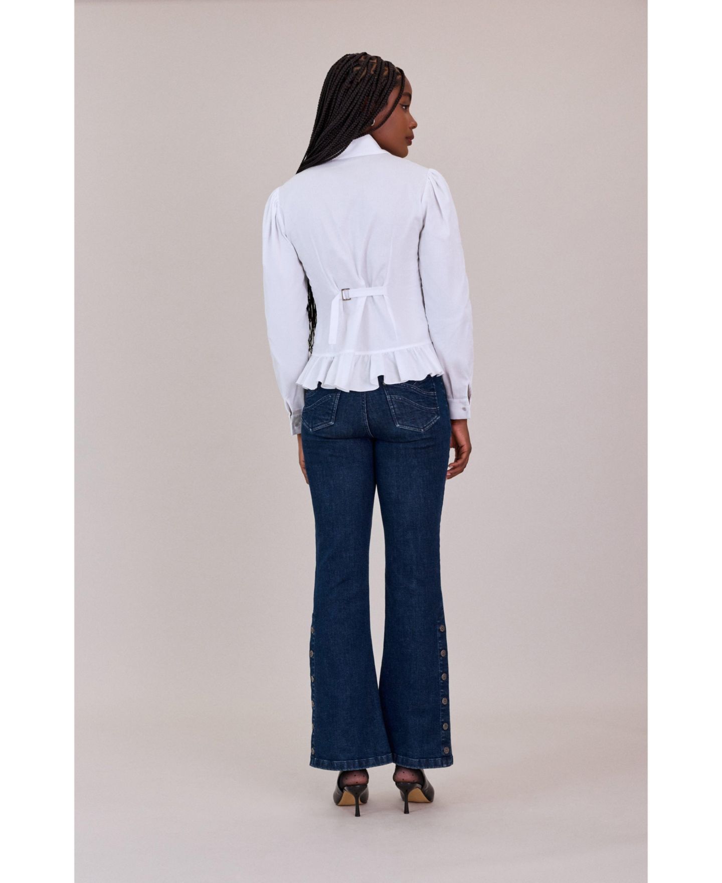 Женская рубашка Anne Fontaine Eternity Long-Sleeve Pleated-Front Peplum, цвет: Белый — фото 6