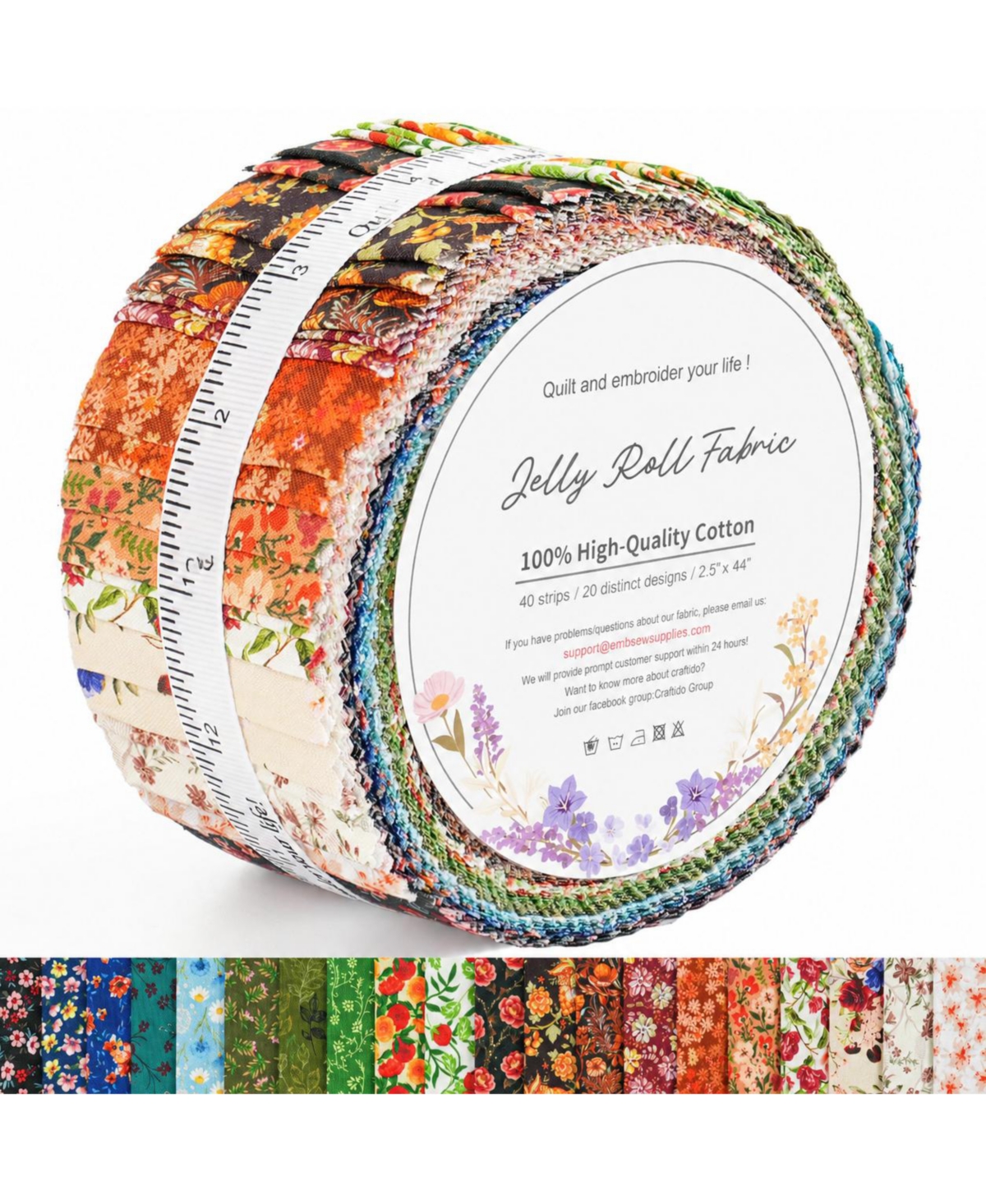 Aeelike 20 Print Cotton Fabric Precut Strips For Quilting Crafting Sewing Home Decor
