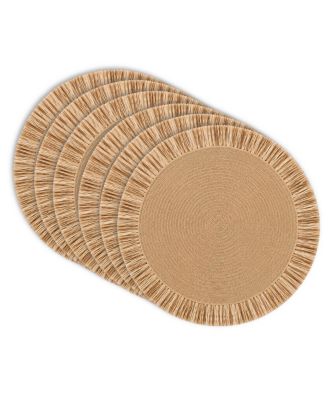 Tahiti 15" Round Jute and Woven Paper Placemats Set of 6 - Durable Table Mats