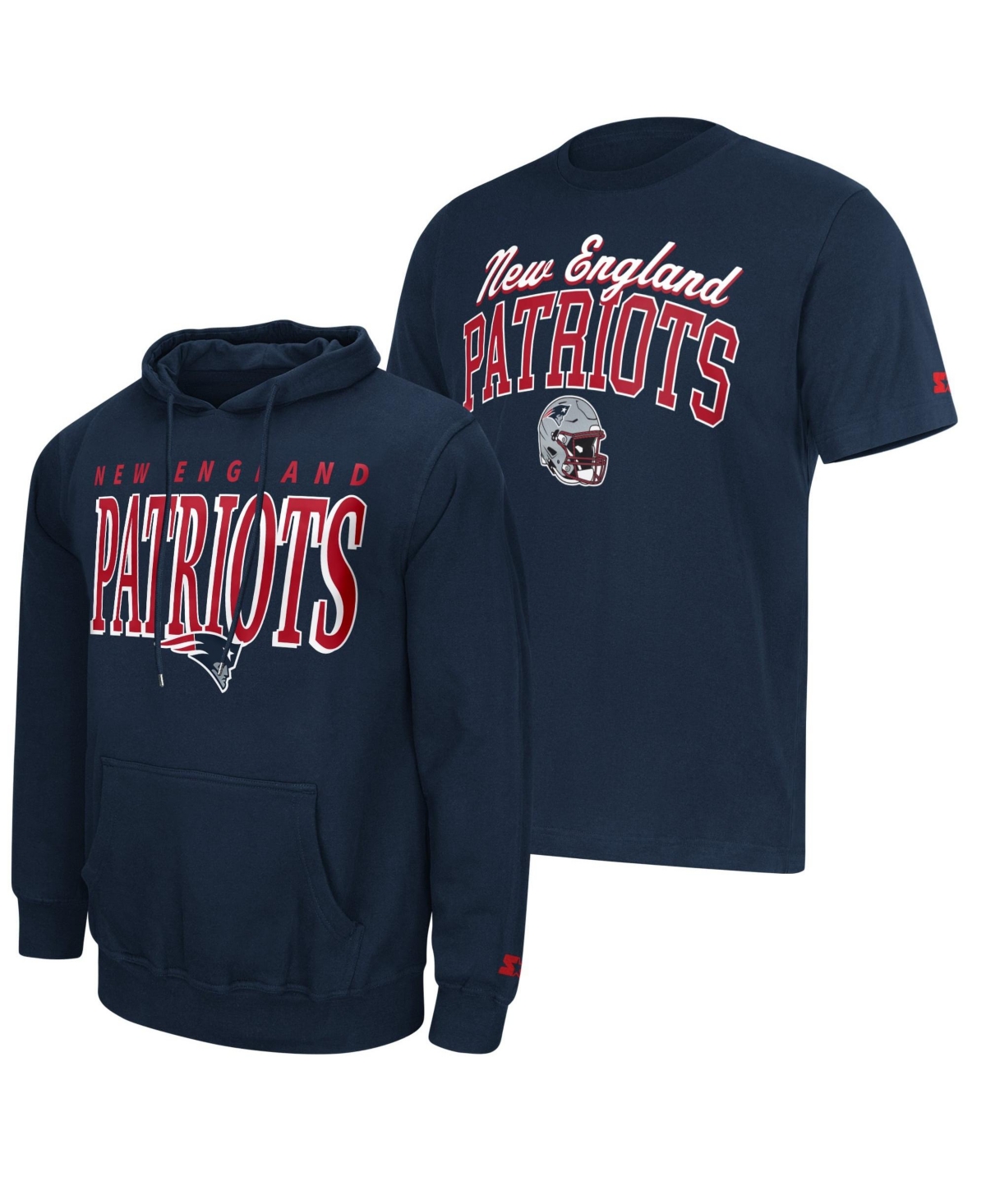 Starter Men's Navy New England Patriots Logo T-Shirt Hoodie Set - Navy