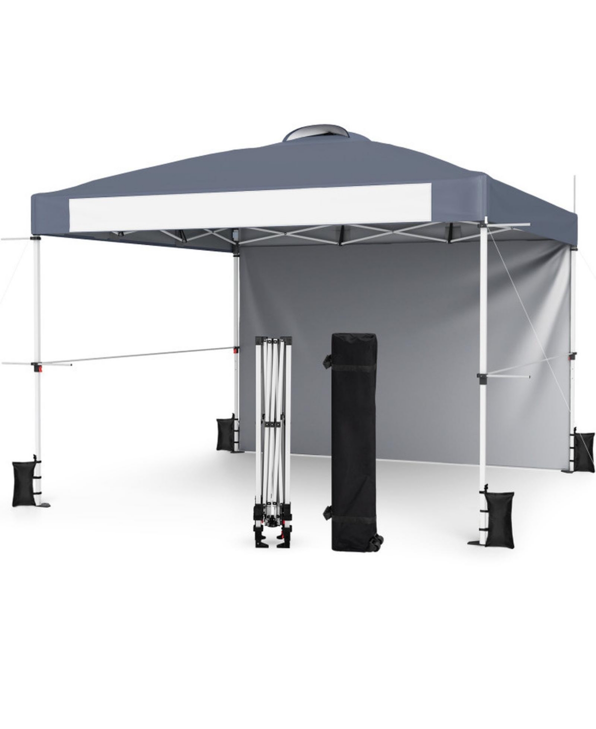 Sugift 10 x 10 Feet Foldable Commercial Pop-Up Canopy with Roller Bag and Banner Strip Tent - Dark grey