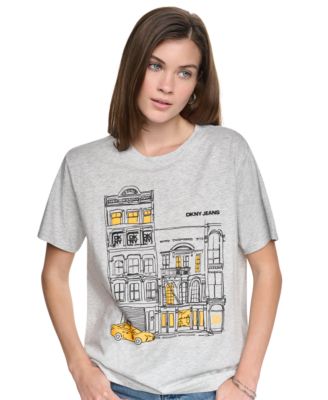 Women's New York Downtown Logo Relaxed Graphic Cotton-Blend Tee