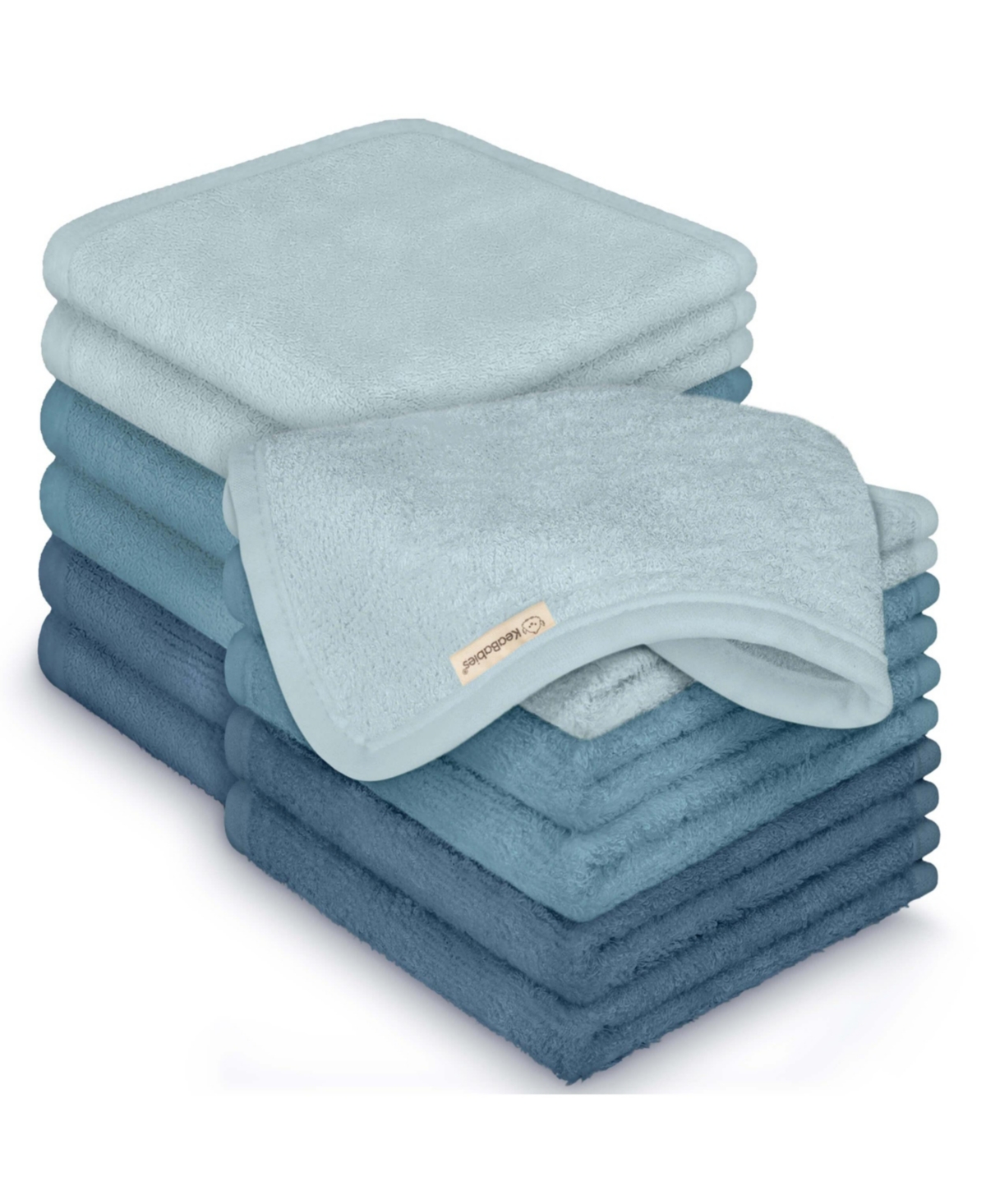 KeaBabies 12pack Deluxe Baby Washcloths, 10x10 Organic and Soft Baby Wash Cloth, Baby Bath Towel, Face Cloths - Depths
