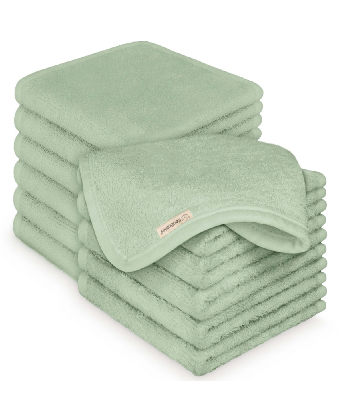 KeaBabies 12pack Deluxe Baby Washcloths, 10x10 Organic and Soft Baby Wash Cloth, Baby Bath Towel, Face Cloths - Pistachio