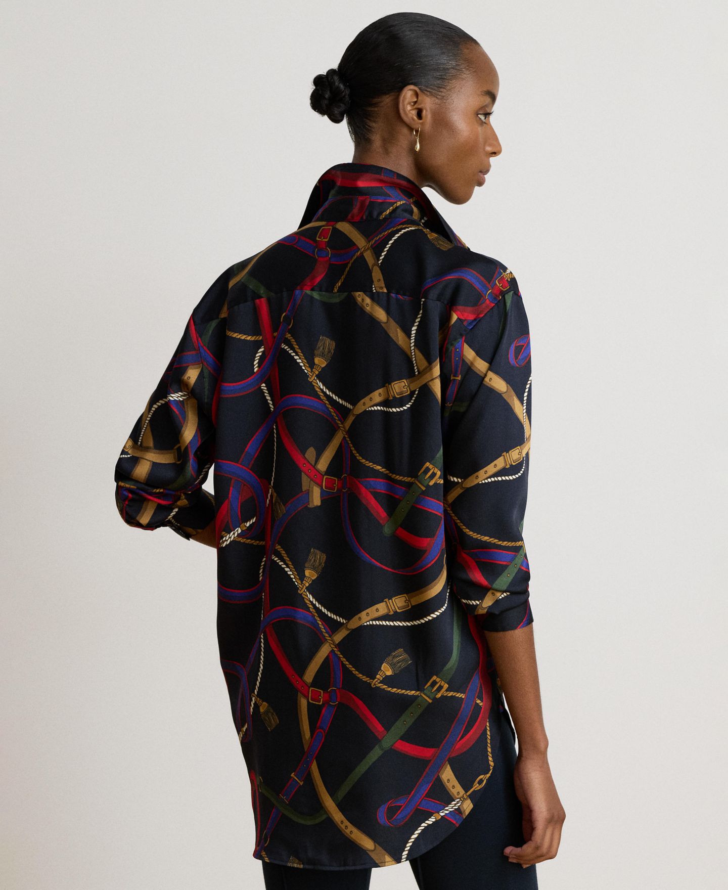 Женская рубашка Lauren Ralph Lauren Relaxed Fit Belting-Print Twill, цвет: Тёмно-синий разноцветный — фото 4