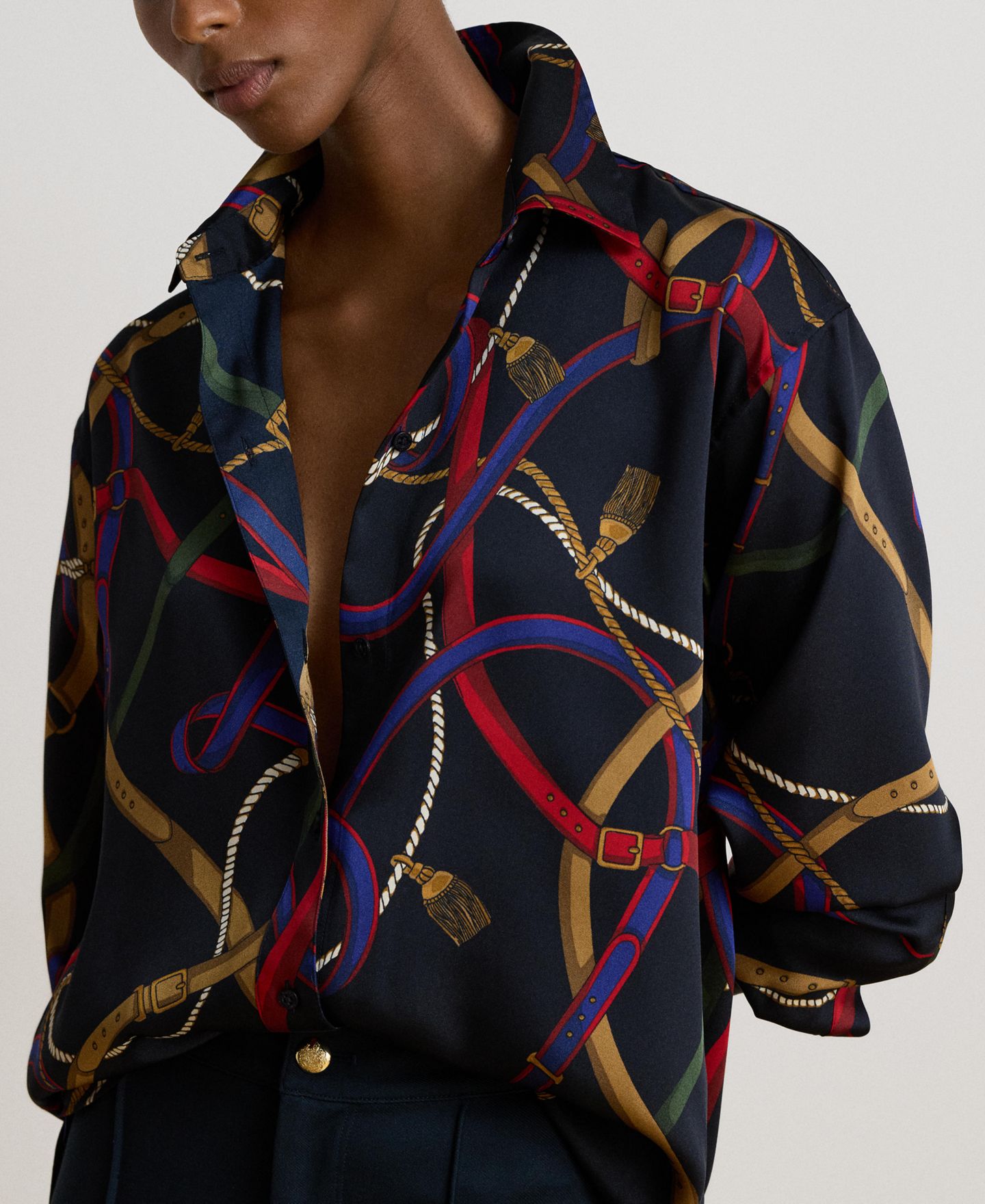 Женская рубашка Lauren Ralph Lauren Relaxed Fit Belting-Print Twill, цвет: Тёмно-синий разноцветный — фото 7
