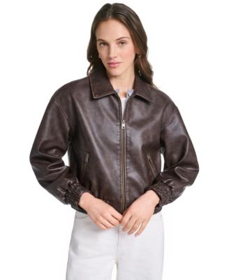 Women's Bomber Faux Leather Jacket
