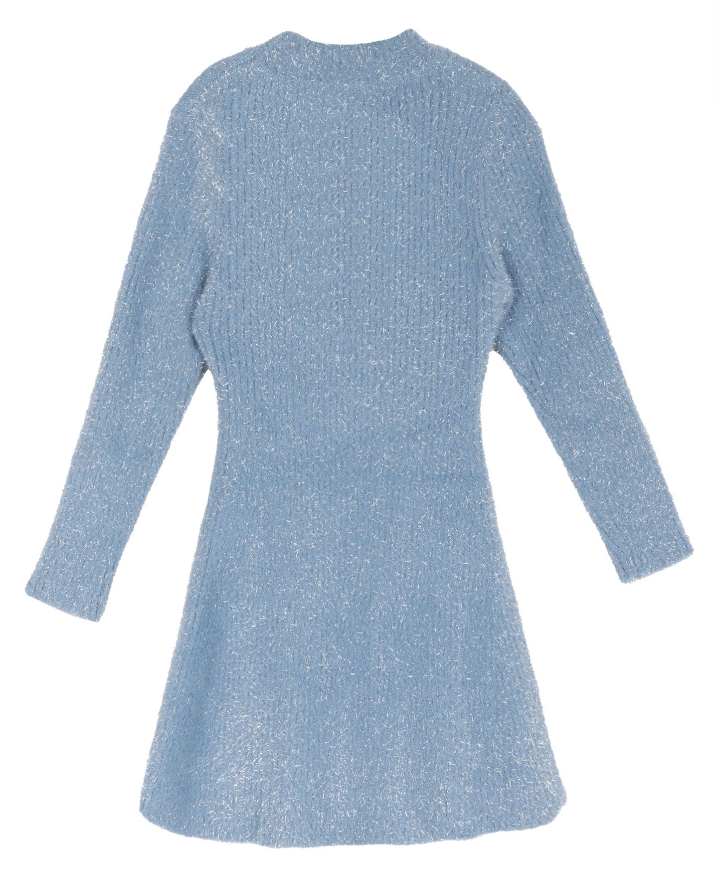 Платье Rare Editions Metallic Rib Knit A-Line with Rhinestone Bow Detail для девочек, цвет: Синий — фото 5