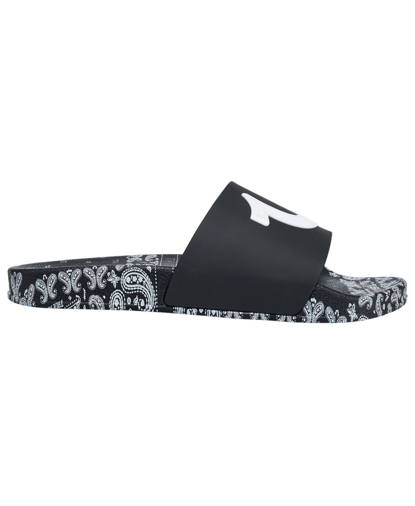 Мужские сандалии True Religion 112 Paisley Footbed Horseshoe Logo Slide, цвет: Чёрный — фото 4