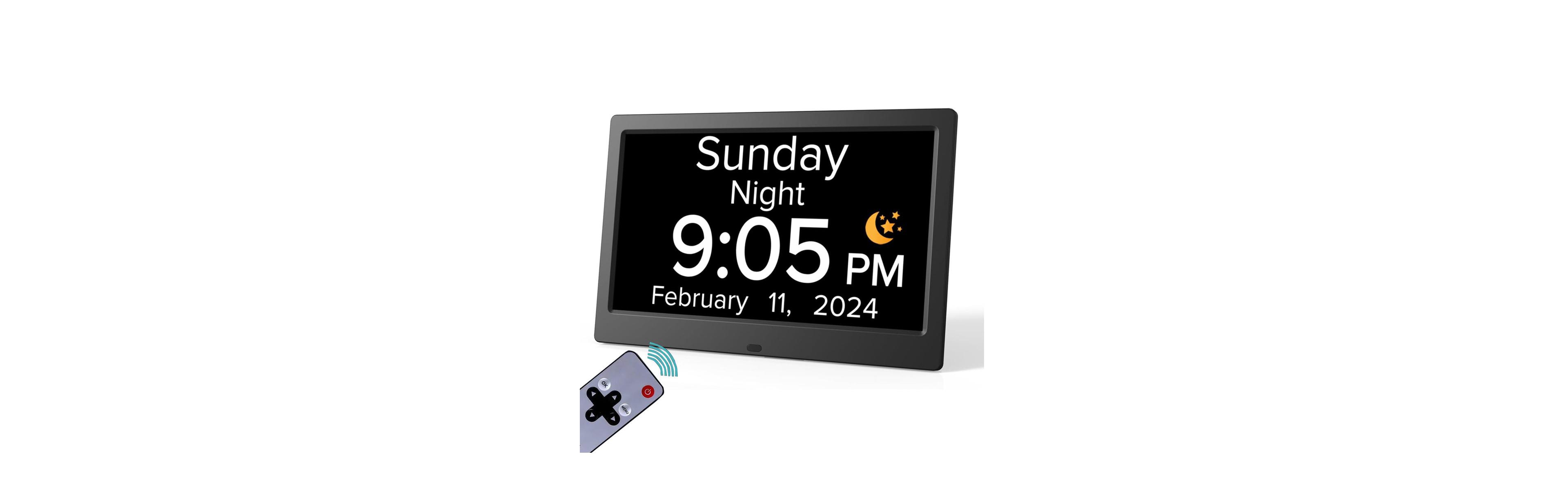 Artudatech Digital Day Clock 10" Voice Announce 33 Reminders Remote Control
