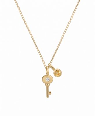 Citrine Charm with Diamond Accent Key Pendant (1/10 ct. t.w.) in 14k Gold