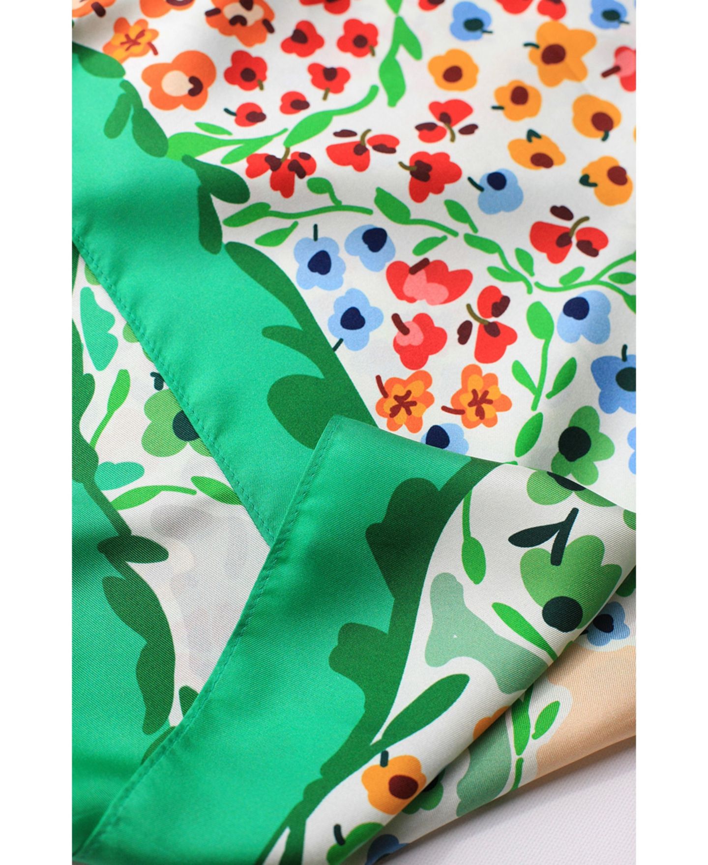 Женский шарф Jessie Zhao New York Garden Floral-Print Double-Sided Silk, цвет: Зелёный — фото 7