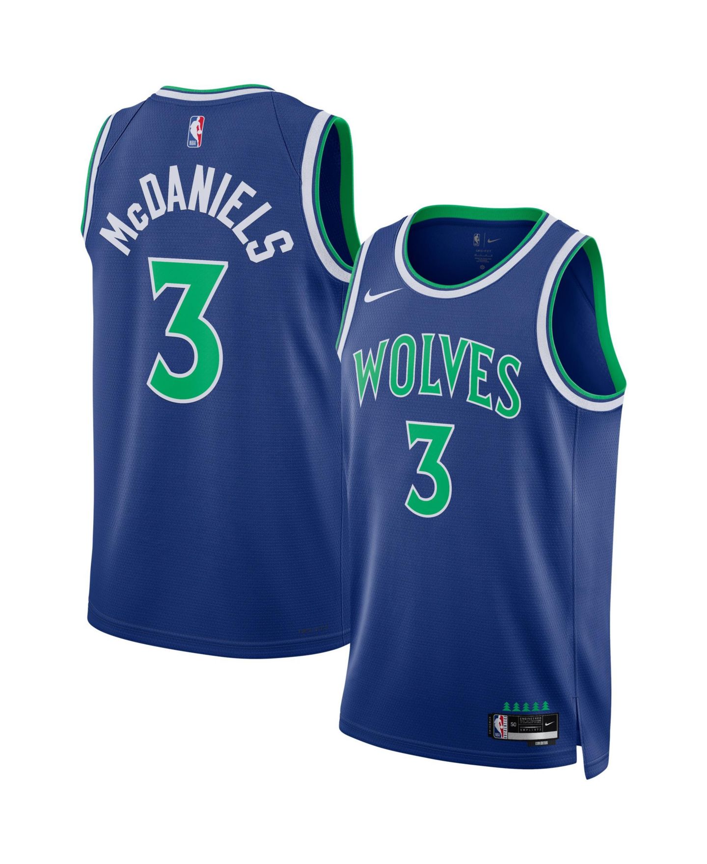 Топ Nike Jaden McDaniels Blue Minnesota Timberwolves Swingman Jersey — фото 1