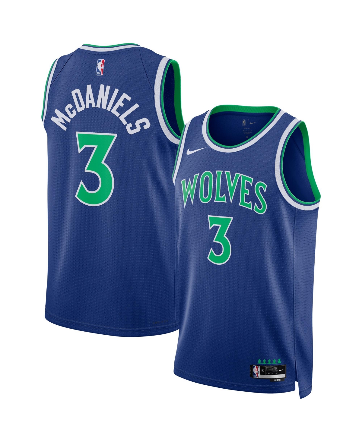 Nike Men's and Women's Jaden McDaniels Blue Minnesota Timberwolves Swingman Jersey - Blue