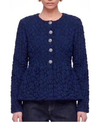 Women's Textured Peplum Long-Sleeve Cardigan