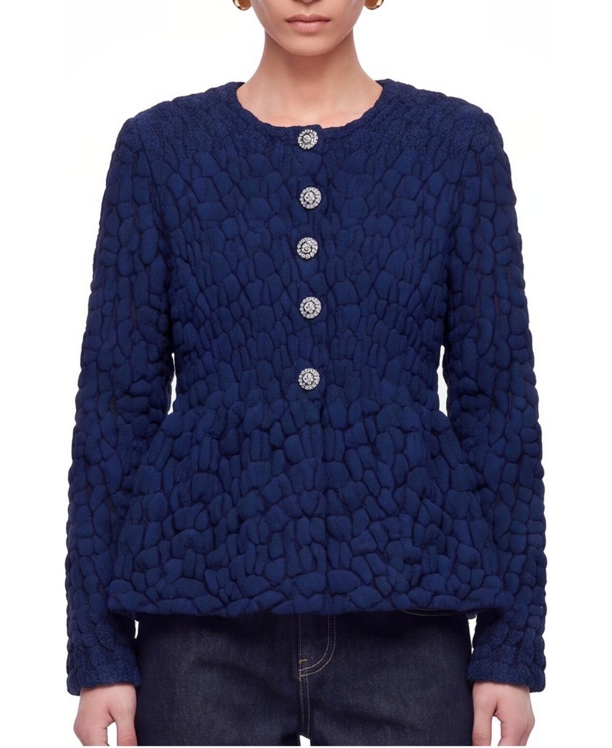 Nocturne Women's Textured Peplum Long-Sleeve Cardigan