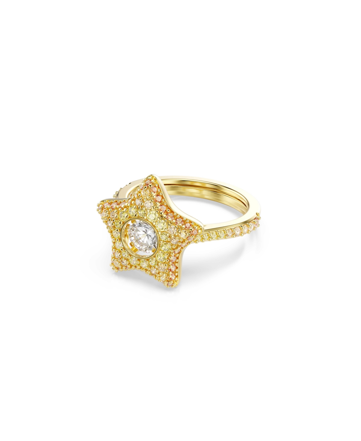 Swarovski Round-Cut Crystal Star Ring - Gold