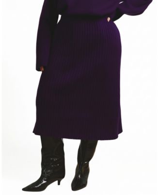 Plus Size Risa Pull-On A-Line Midi Sweater Skirt