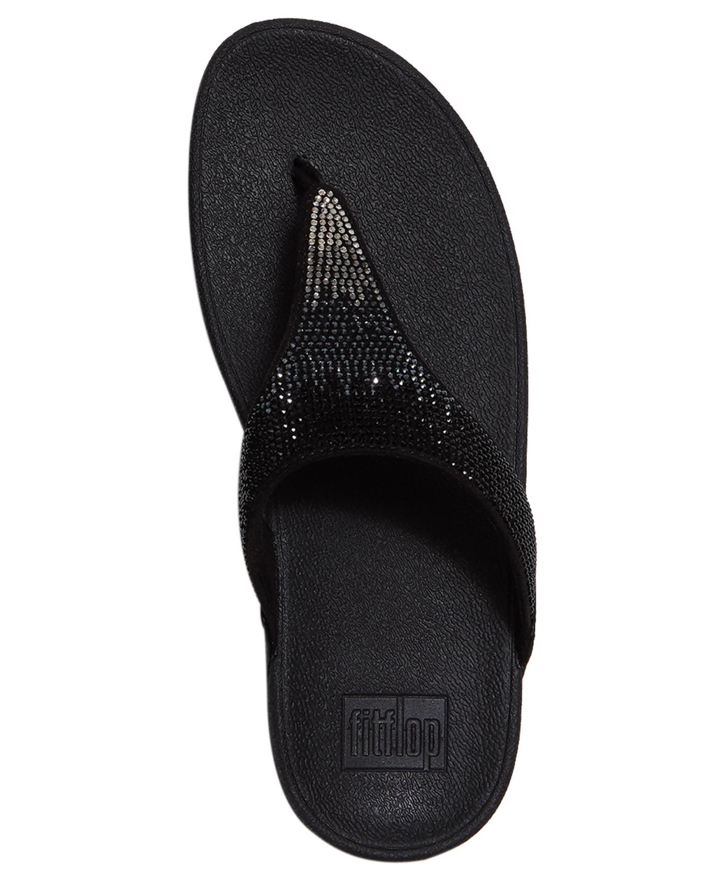 Женские сандалии FitFlop Lulu Ombre Crystal Toe Post Wedge, цвет: Чёрный — фото 3