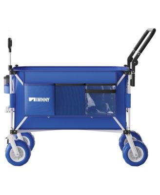 48" Folding Wagon Cart, 400L 600lbs Heavy Duty Utility Wagon with 9"x4" All Terrain Wheels for Beach Camping Grocery Outdoor Transport