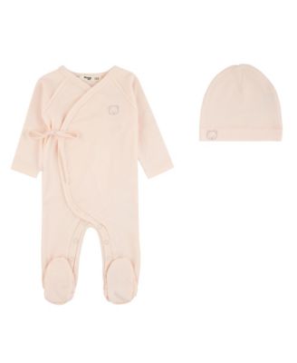Baby Girls 1M - 12M ' Teddy Wrap Footie and Beanie, 2-Piece Set