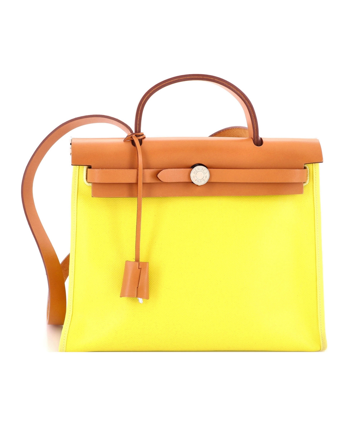 Pre-Owned Hermes 31 Herbag Zip Berline Vache Canvas and Leather - Yellow