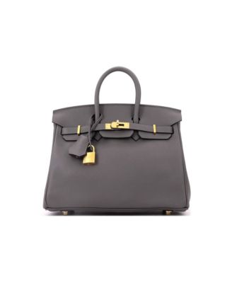 Pre-Owned HERMES Birkin 25 Handbag Grey Swift with Gold Hardware