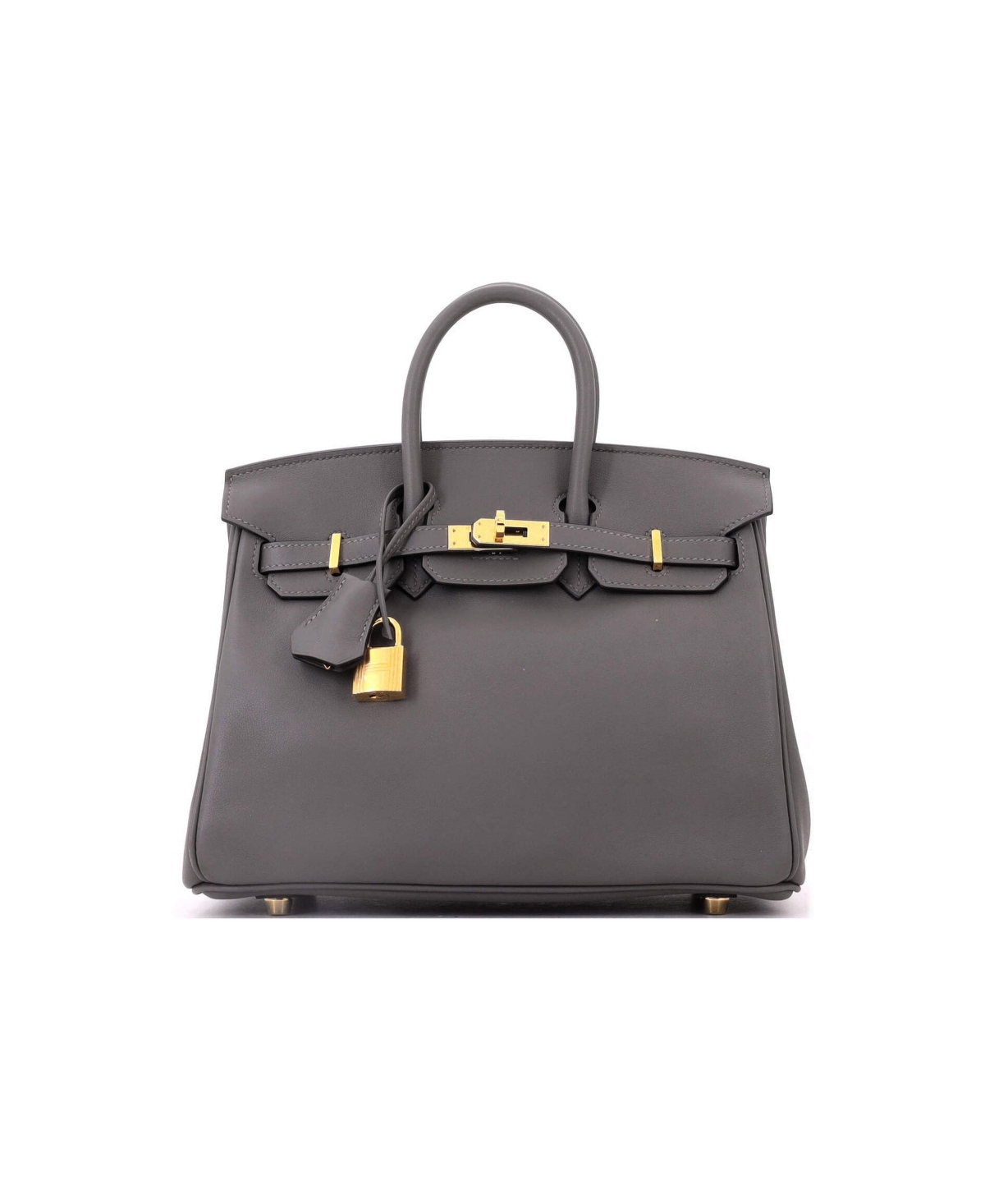 Pre-Owned Hermes Birkin 25 Handbag Grey Swift with Gold Hardware - Grey