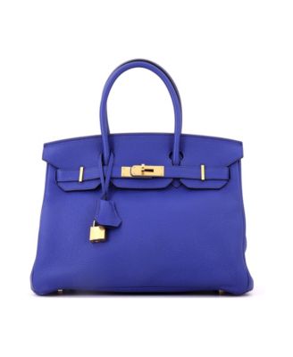 Pre-Owned HERMES Birkin 30 Handbag Blue Togo with Gold Hardware