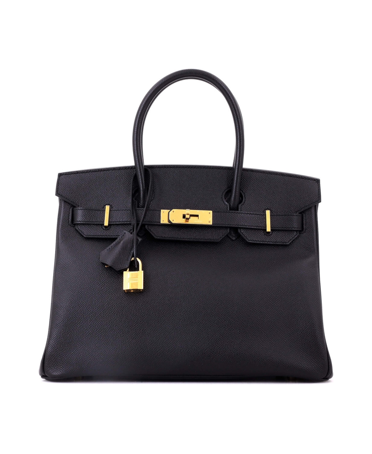 Pre-Owned Hermes Birkin 30 Handbag Black Epsom with Gold Hardware - Black