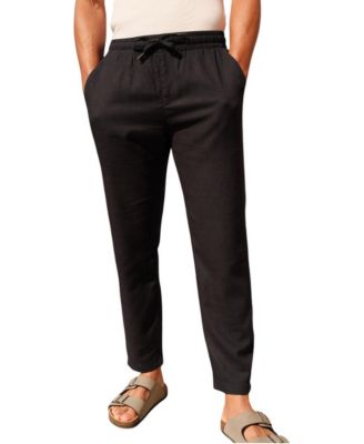 Men's Cropped Linen-Blend Tapered Casual Pants
