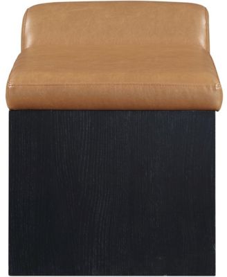Delphine Cognac Faux Leather Upholstered Bench