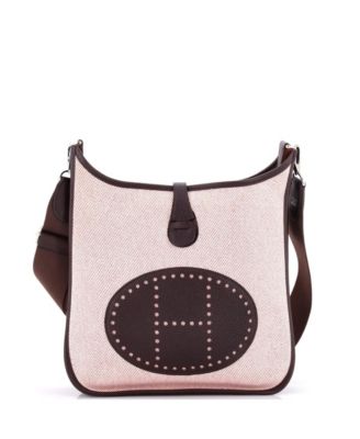Pre-Owned HERMES PM Evelyne Bag Gen III Toile and Leather